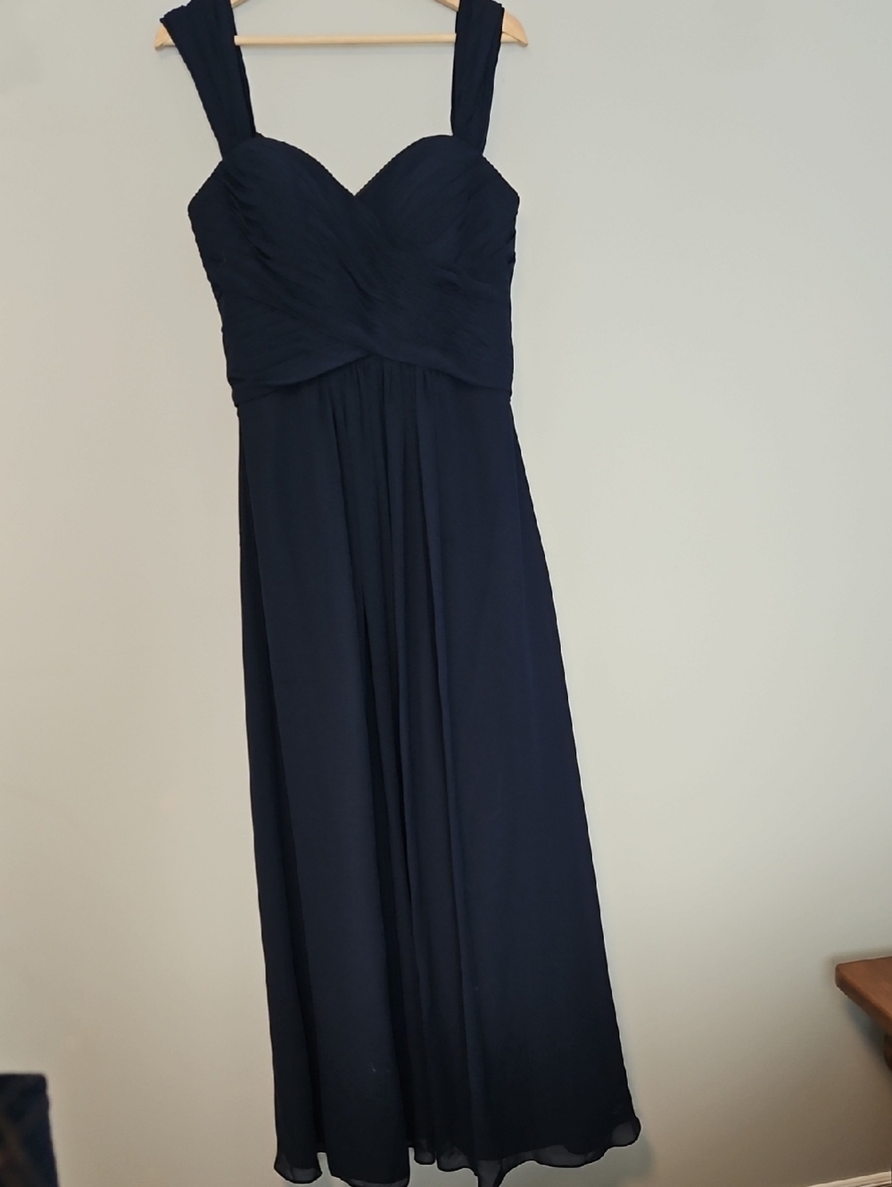 Bill Levkoff Navy Blue Sweetheart Strap Maxi Dress